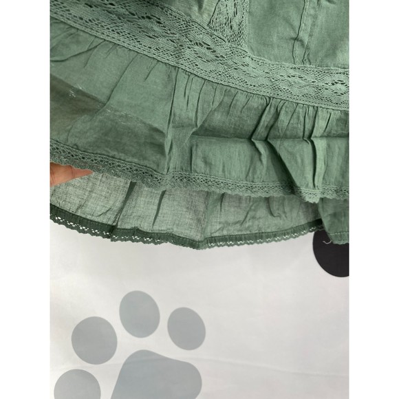 Free People NWT Fall in Love Lace Inset Ruffle Bottom Tee Washed Army Medium New - Picture 4 of 10